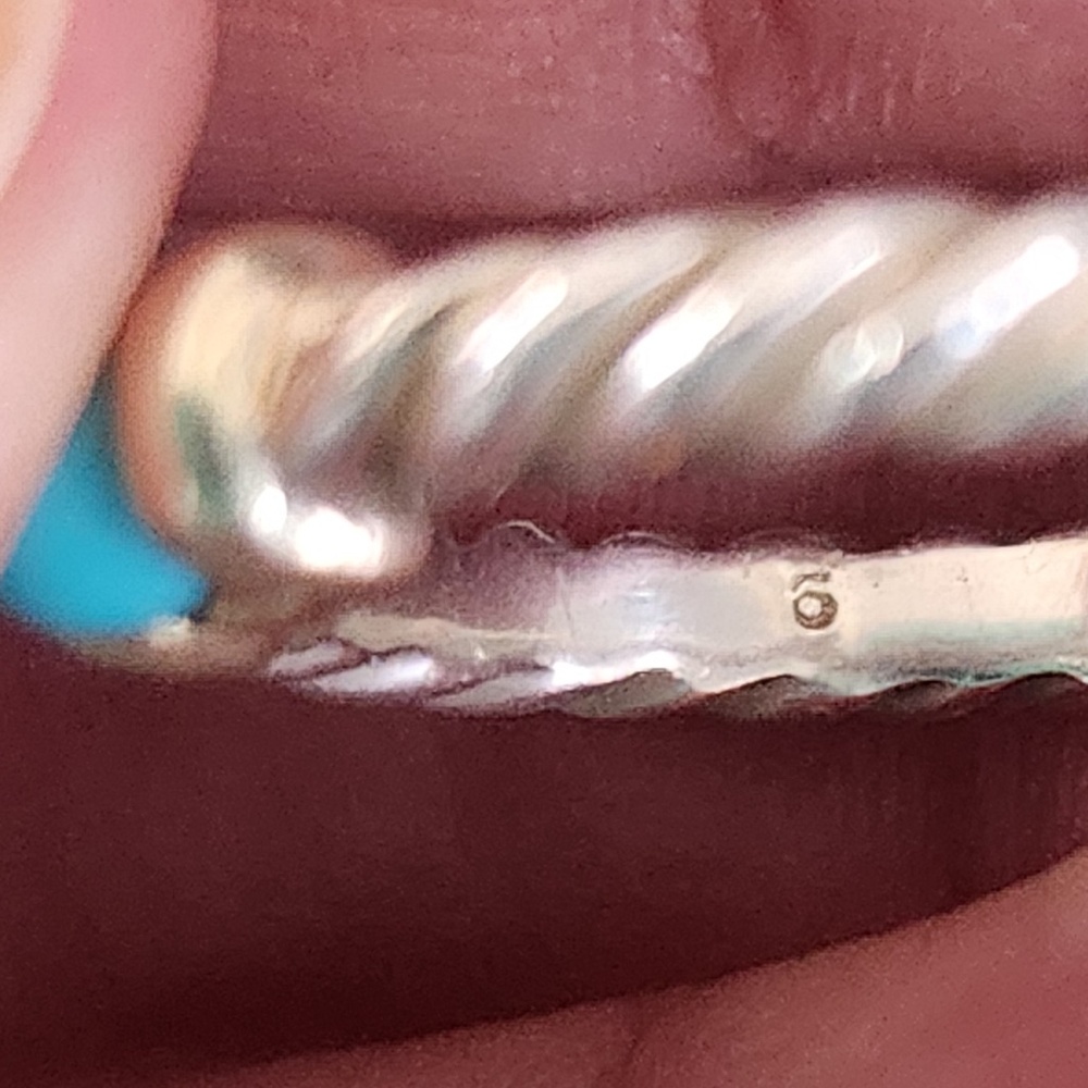 David Yurman Sterling Silver, Gold, Turquoise Metro Cable Ring, Size 6, preloved - Picture 4 of 8